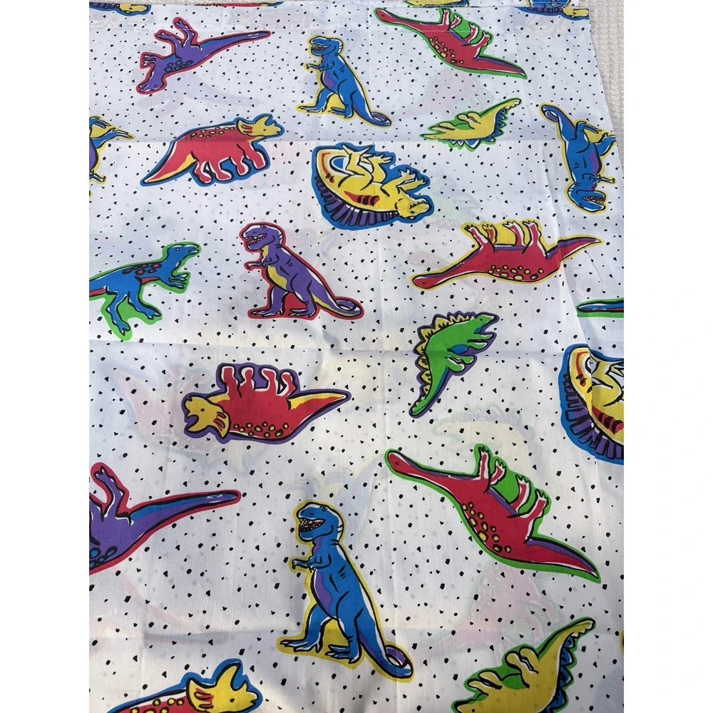 Dinosaur Twin Sheets Bright Colors NEW Unused 2 Flat Fitted 1 Pillowcase Springs